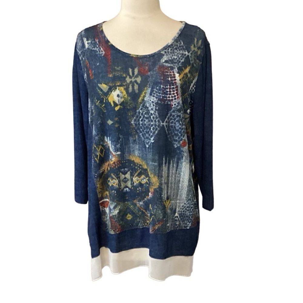 NWT Multiples Missy Cherokee Point Print Top Sz Large
